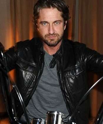 Gerard Butler Black Leather Jacket