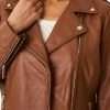 Brown Leather Motorcycle Jacket for Women