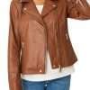 Womens Biker Brown Leather Jacket