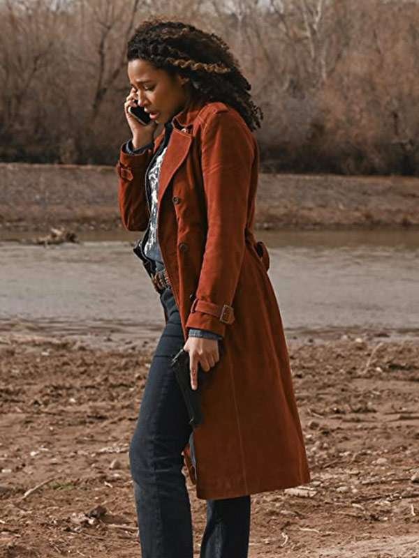 Kylie Bunbury TV Series Big Sky Cassie Dewell Brown Suede Leather Coat