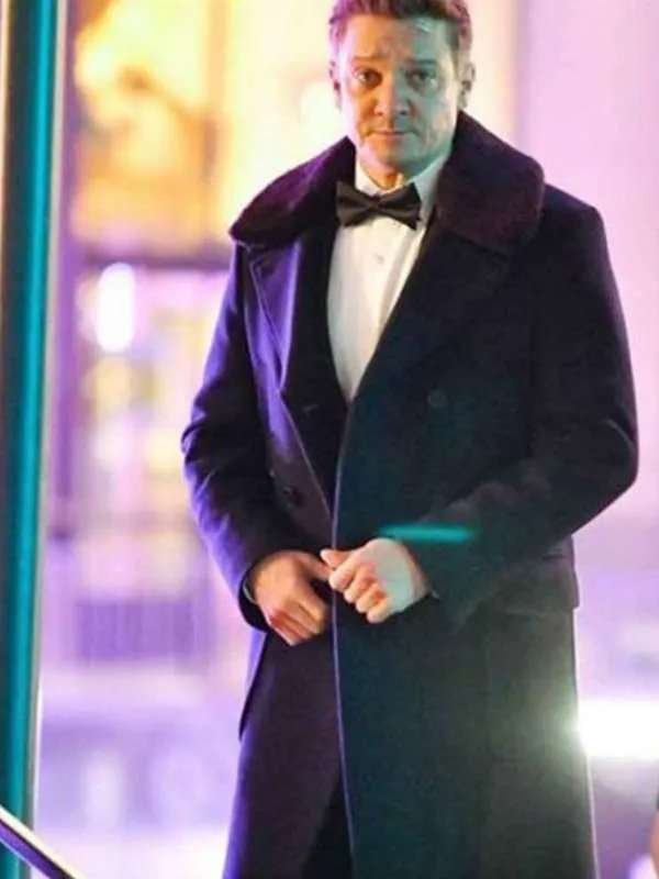 Clint Barton Hawkeye Jeremy Renner Black Wool Trench Coat