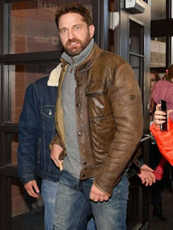 Gerard Butler Brown Leather Jacket