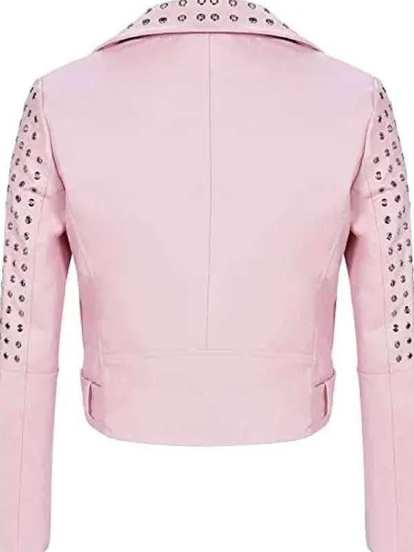 TV Series Girls5eva Summer Dutkowsky Pink Leather Biker Studded Jacket