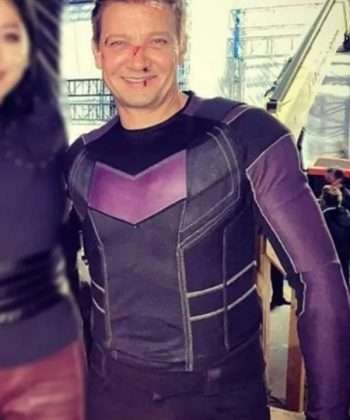 Jeremy Renner Hawkeye Purple Leather Jacket