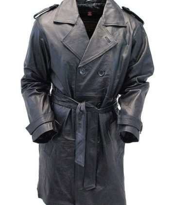 Mens Leather Trench Coat
