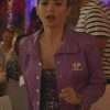 Lily Collins Emily in Paris S02 Purple Leather Jacket