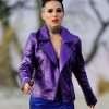 Celeste Vox Lux 2018 Purple Leather Jacket
