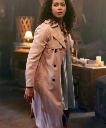 Charmed S01 Madeleine Mantock Pink Wool Coat