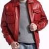 Men’s Classic Style Red Leather Jacket