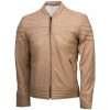Striped Beige Leather Jacket for Men