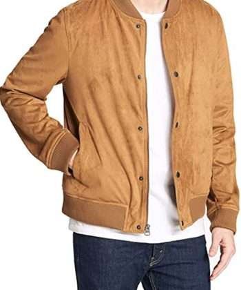 Men’s Brown Suede Baseball Jacket