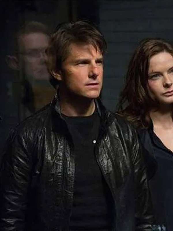 Ethan Hunt Mission Impossible 5 Tom Cruise Black Leather Jacket