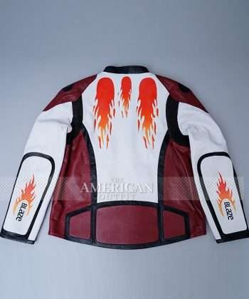 Nicolas Cage White, Red and Black Leather Jacket