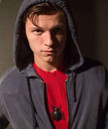 Spiderman Homecoming Tom Holland Gray Hooded Jacket