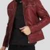 Men's Red Leather Cafe Racer Jacket