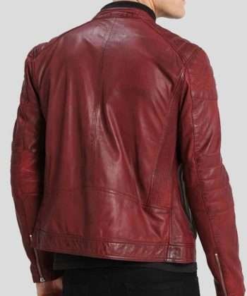 Red Biker Leather Jacket for Men
