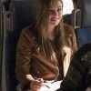 Celeste Desjardins Taken Cali Mills Brown Leather Jacket