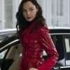 Red Notice Gal Gadot Red Leather Coat