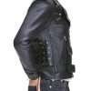 Womens Classic Belted Style Leather Biker Jacket