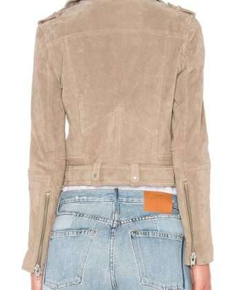 Women’s Motorcycle Suede Leather Beige Jacket