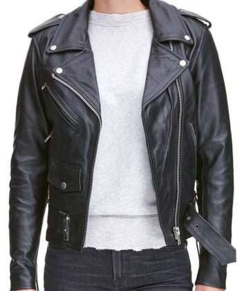 Womens Classic Biker Leather Jacket