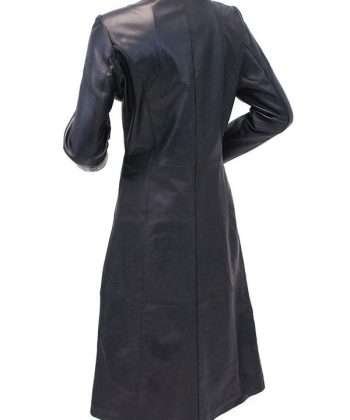 Women’s Black Leather Trench Coat
