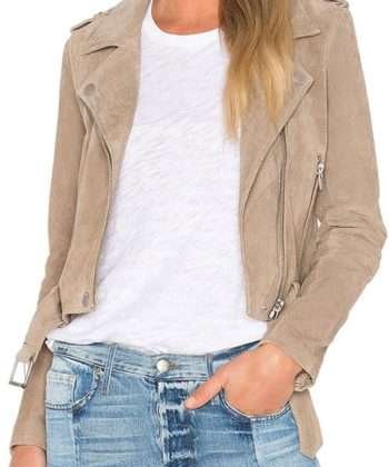 Women’s Biker Beige Leather Jacket