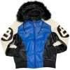 Men’s 8 Ball White Black and Blue Leather Jacket
