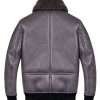 Aviator Gray Shearling Bomber Leather Jacket for Men