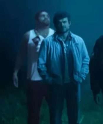 Marty Cocaine Bear Alden Ehrenreich Blue Cotton Bomber Jacket