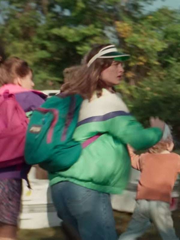 Denise White Noise 2022 Raffey Cassidy Green Hooded Bomber Jacket