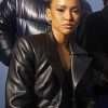 Karrueche Tran Divinity 2023 Nikita Black Leather Coat