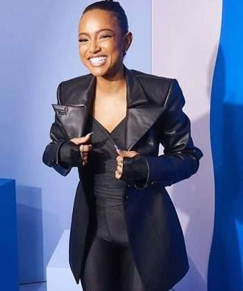 Karrueche Tran Divinity Nikita Black Leather Coat
