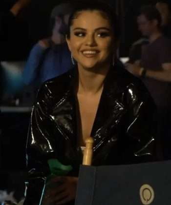 Selena Gomez Look At Her Now Cropped Shiny Jacket