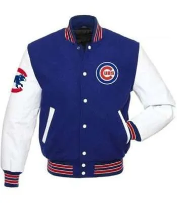 Chicago Cubs Wool Varsity Blue and White Jacket