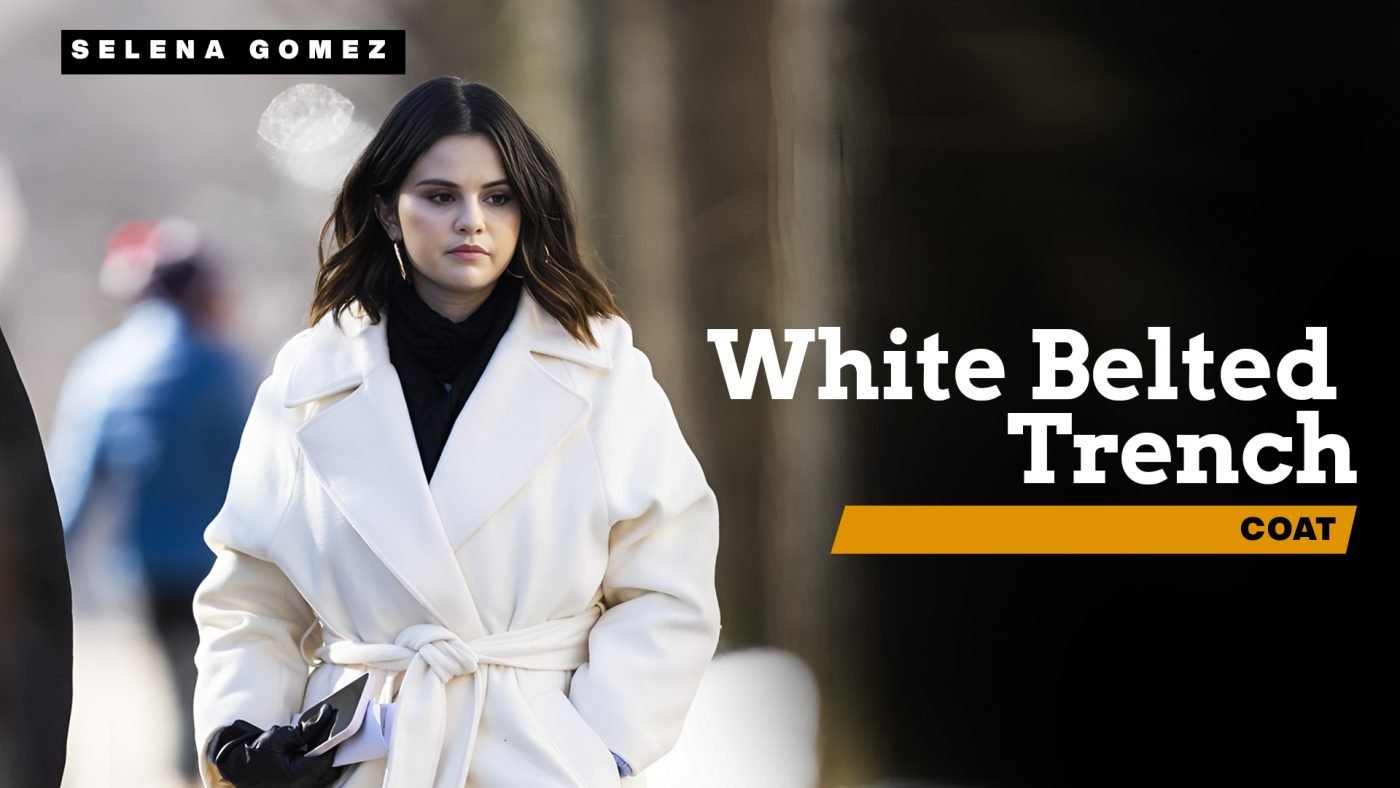 Selena Gomez White Belted Trench Coat