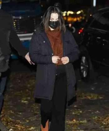 Selena Gomez Black Parachute Coat