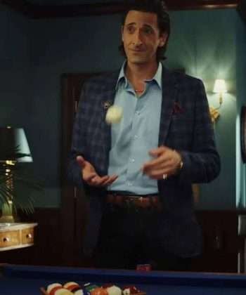 Poker Face Adrien Brody Blue Check Blazer