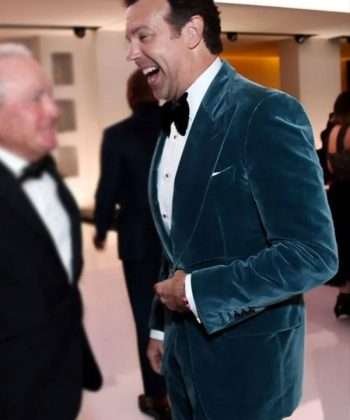 TV Series Ted Lasso Jason Sudeikis Blue Velvet Blazer Coat