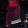 Taylor Swift Maroon Oversized Satin Bomber Jacket