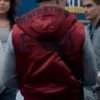 Jamie Tart Ted Lasso Phil Dunster Red Satin Hooded Vest