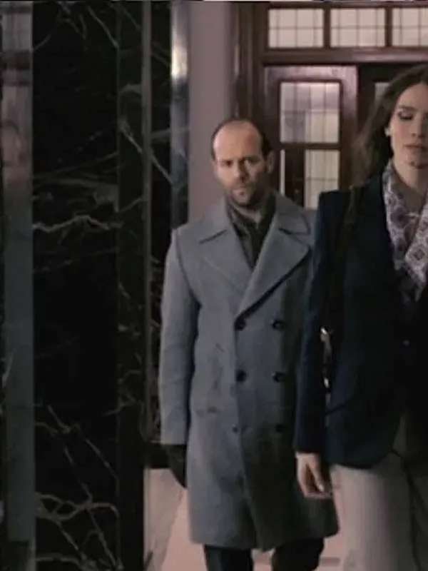 Terry Leather The Bank Job Jason Statham Gray Wool Trench Coat