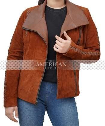 Wonder Woman Justice League Diana Prince Brown Suede Leather Jacket