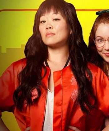 Grace Lynn Kung Wong and Winchester Red Bomber Jacket