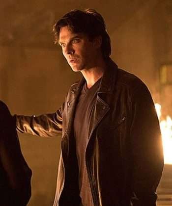 TV Series Vampire Diaries Ian Somerhalder Black Leather Jacket