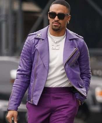 Jalen Hurts Philadelphia Eagles Purple Biker Jacket