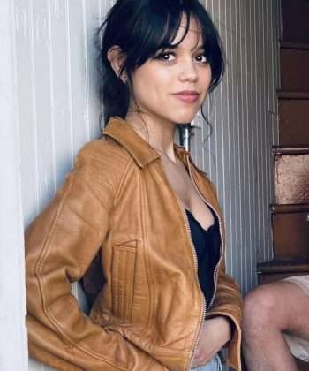 Nicky Finestkind 2023 Jenna Ortega Brown Leather Jacket