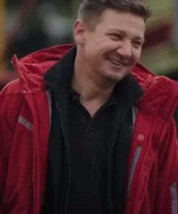 TV Series Rennervations Jeremy Renner Red Cotton Hooded Jacket