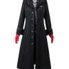 Video Game Persona 5 Jun Fukuyama Black Leather Trench Coat