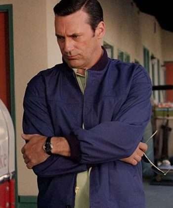 Don Draper Mad Men S07 Jon Hamm Blue Cotton Bomber Jacket